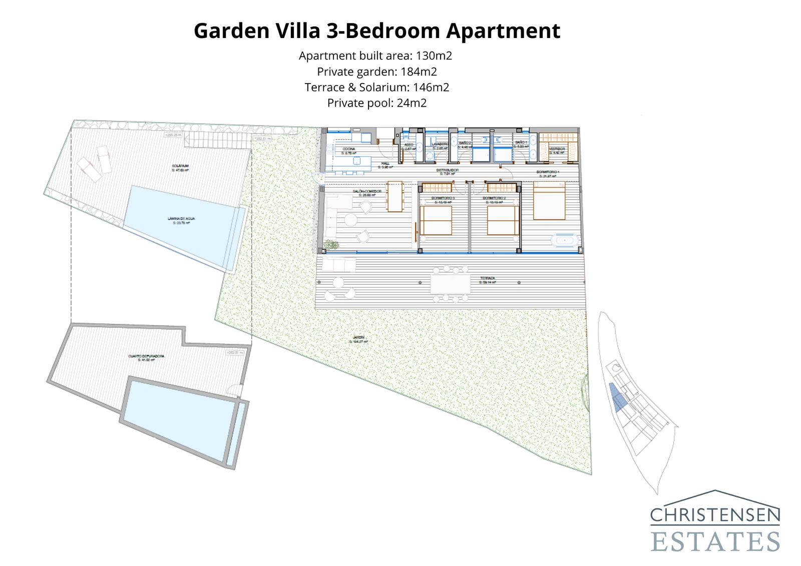 Garden Villa-indretningen er designet til en problemfri overgang mellem inde- og udeliv, der forbinder rummelige interiører med en stor privat have og pool.