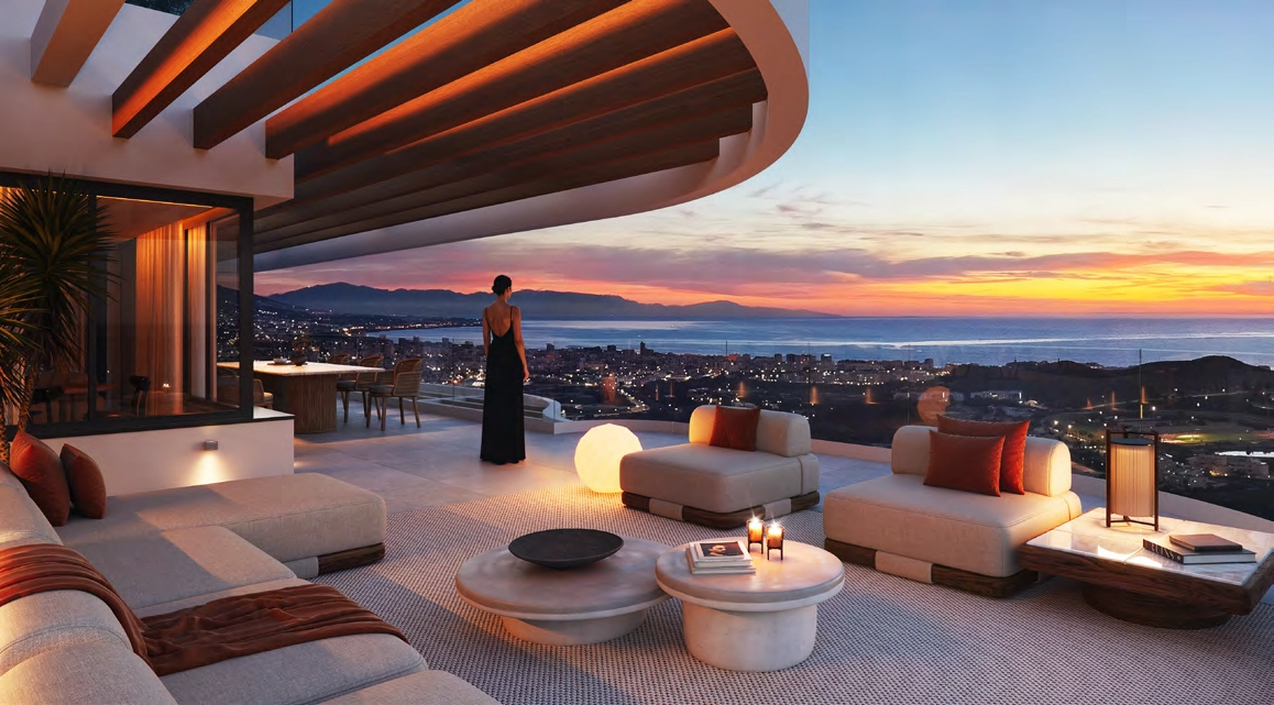 Dit hjem på bakketoppen tilbyder den perfekte ramme til at nyde Costa del Sols smukke solnedgange.