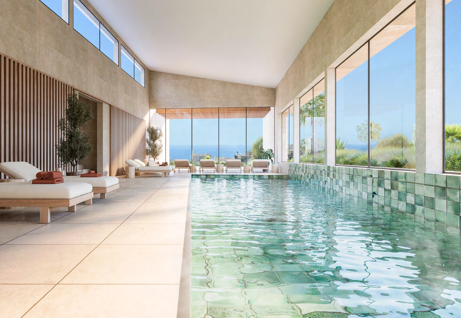 Det eksklusive opvarmede indendørs swimmingpool- og spa-område, designet til afslapning og velvære året rundt.