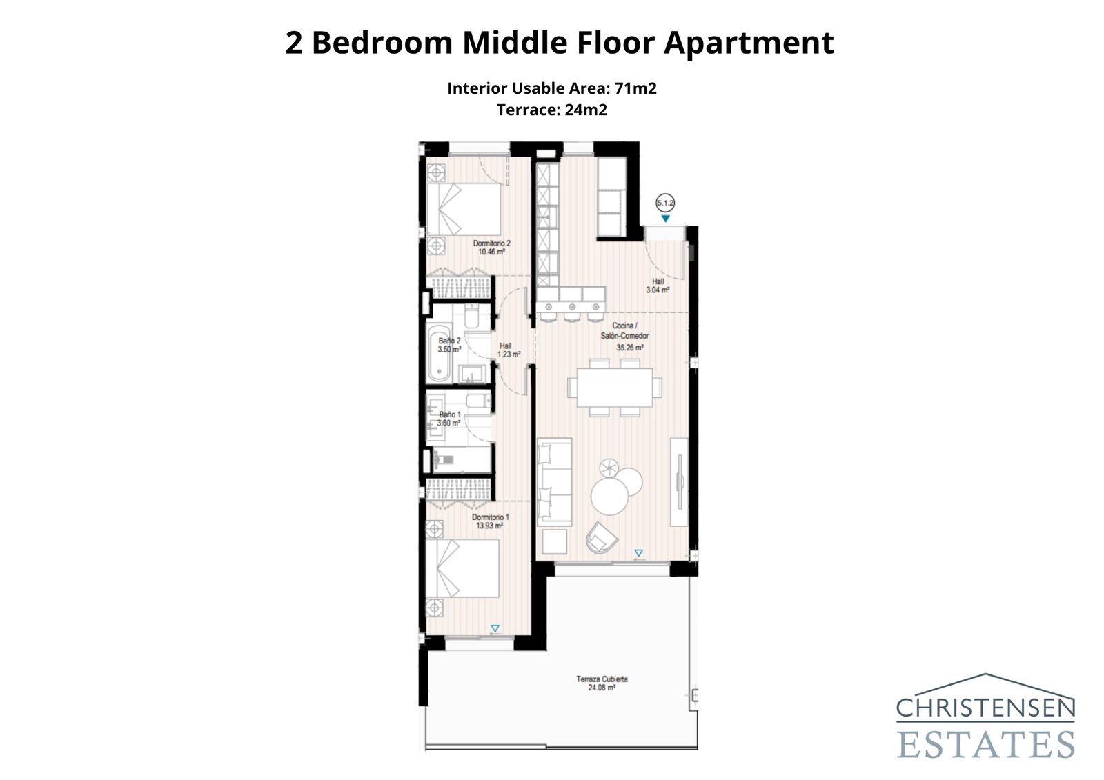 Et intelligent design med to soveværelser, der byder på et åbent opholdsområde, som strækker sig ud til en rummelig overdækket terrasse til helårsnydelse.