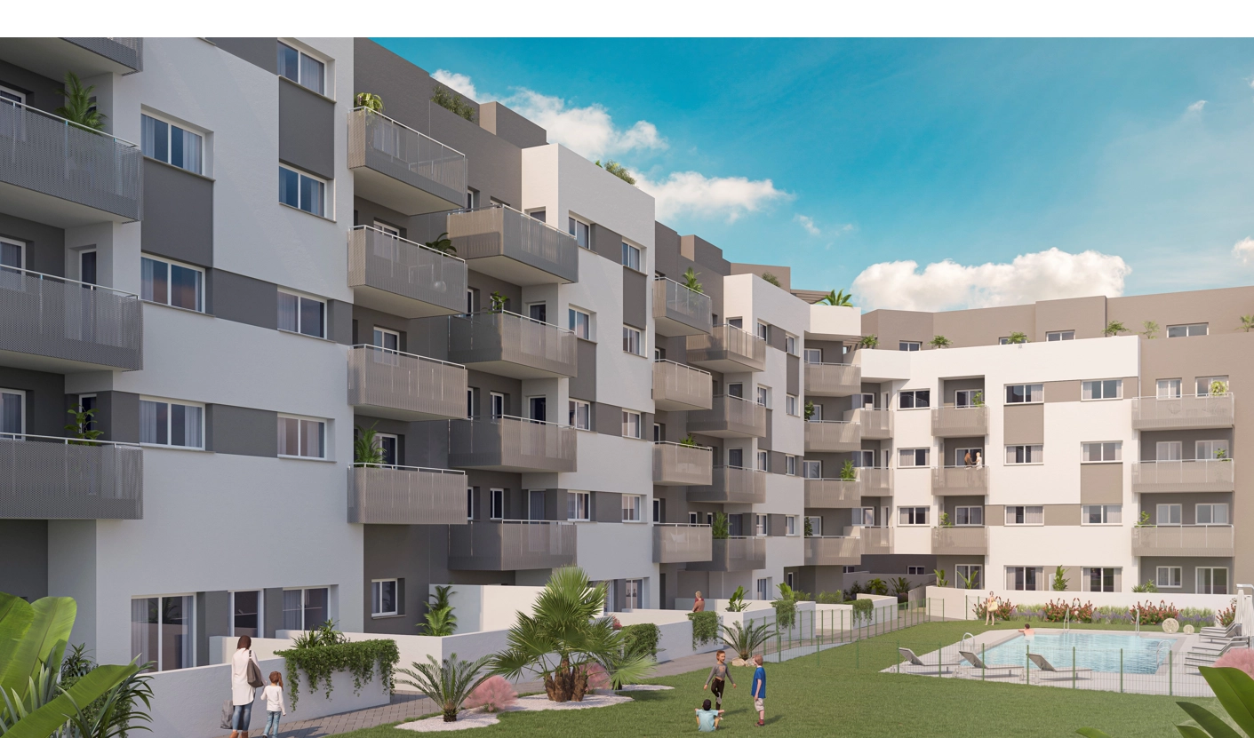 De fælles haver og saltvandssvømmepøl tilbyder en perfekt flugt for beboerne.