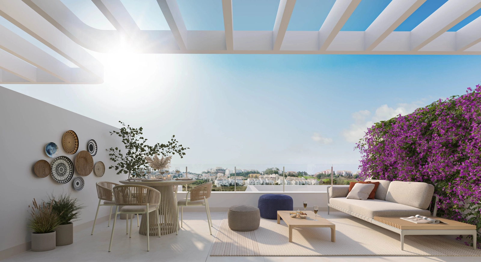 Det store tagterrasse-solarium tilbyder et privat rum til at solbade og nyde panoramaudsigten.