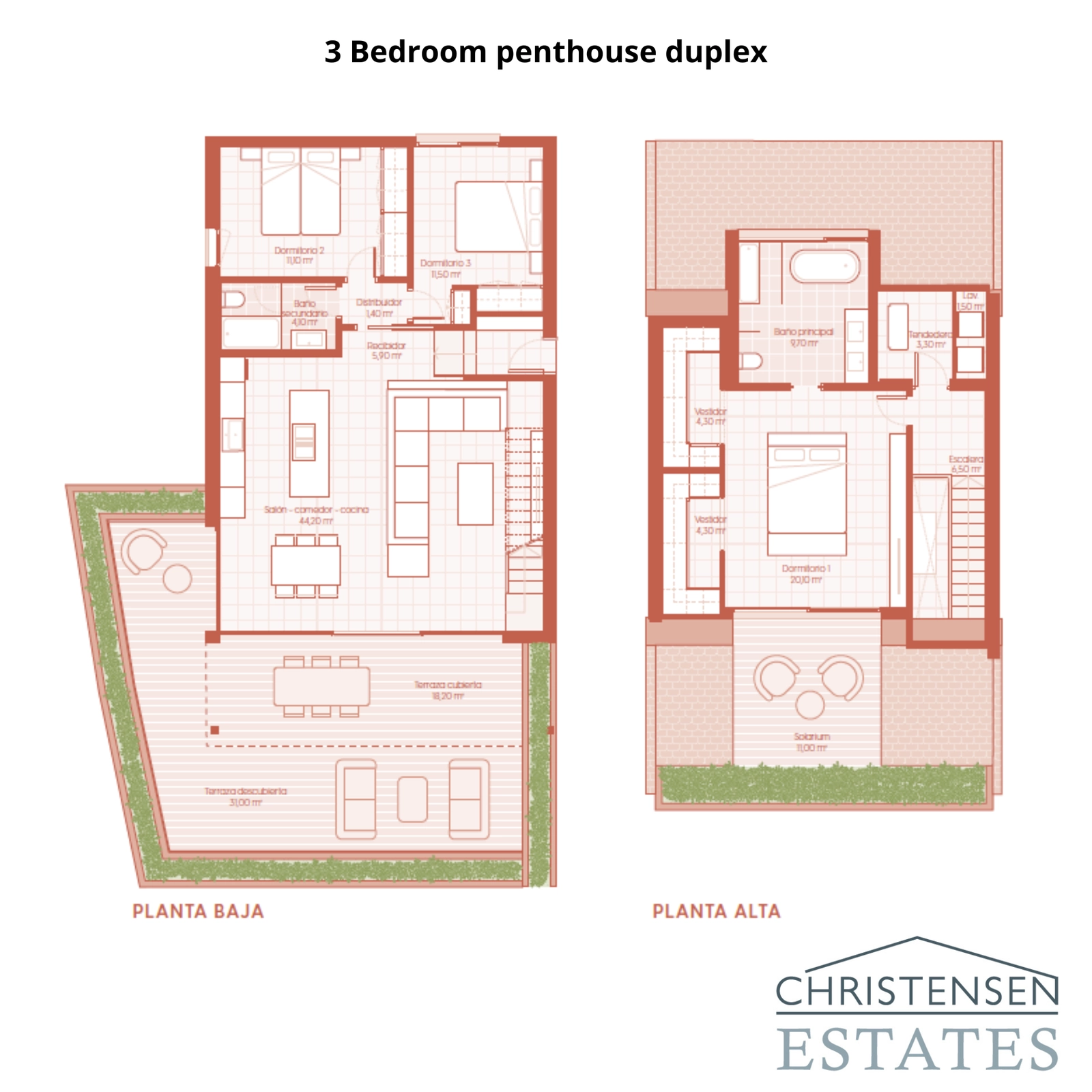 Duplex-penthouse-designet tilbyder to niveauer af luksuriøst ophold med store terrasser til at nyde den storslåede udsigt over Costa del Sol.