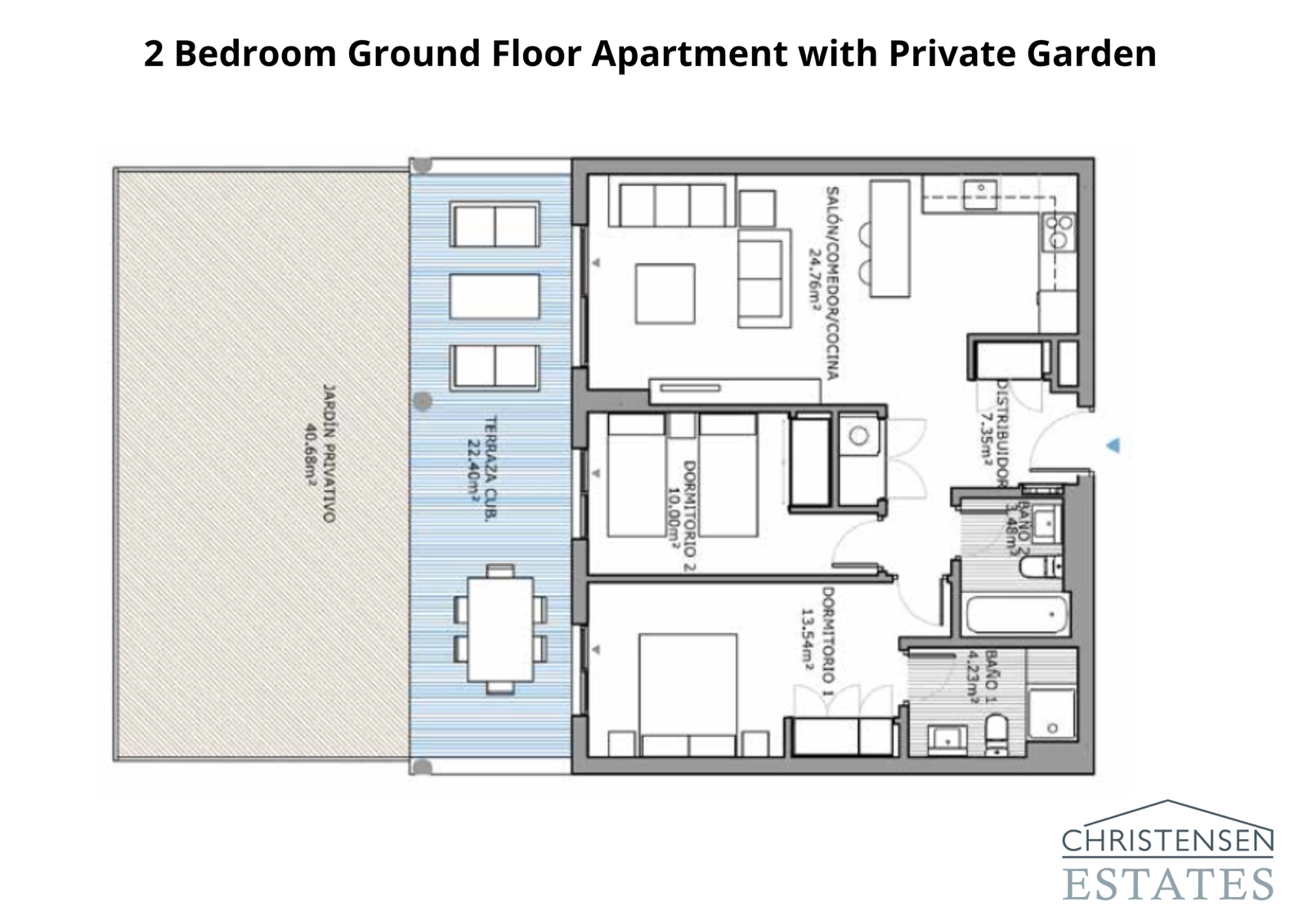 Denne to-værelses indretning omfatter en generøs privat have, der udvider opholdsrummet udendørs for en ægte Costa del Sol-livsstil.