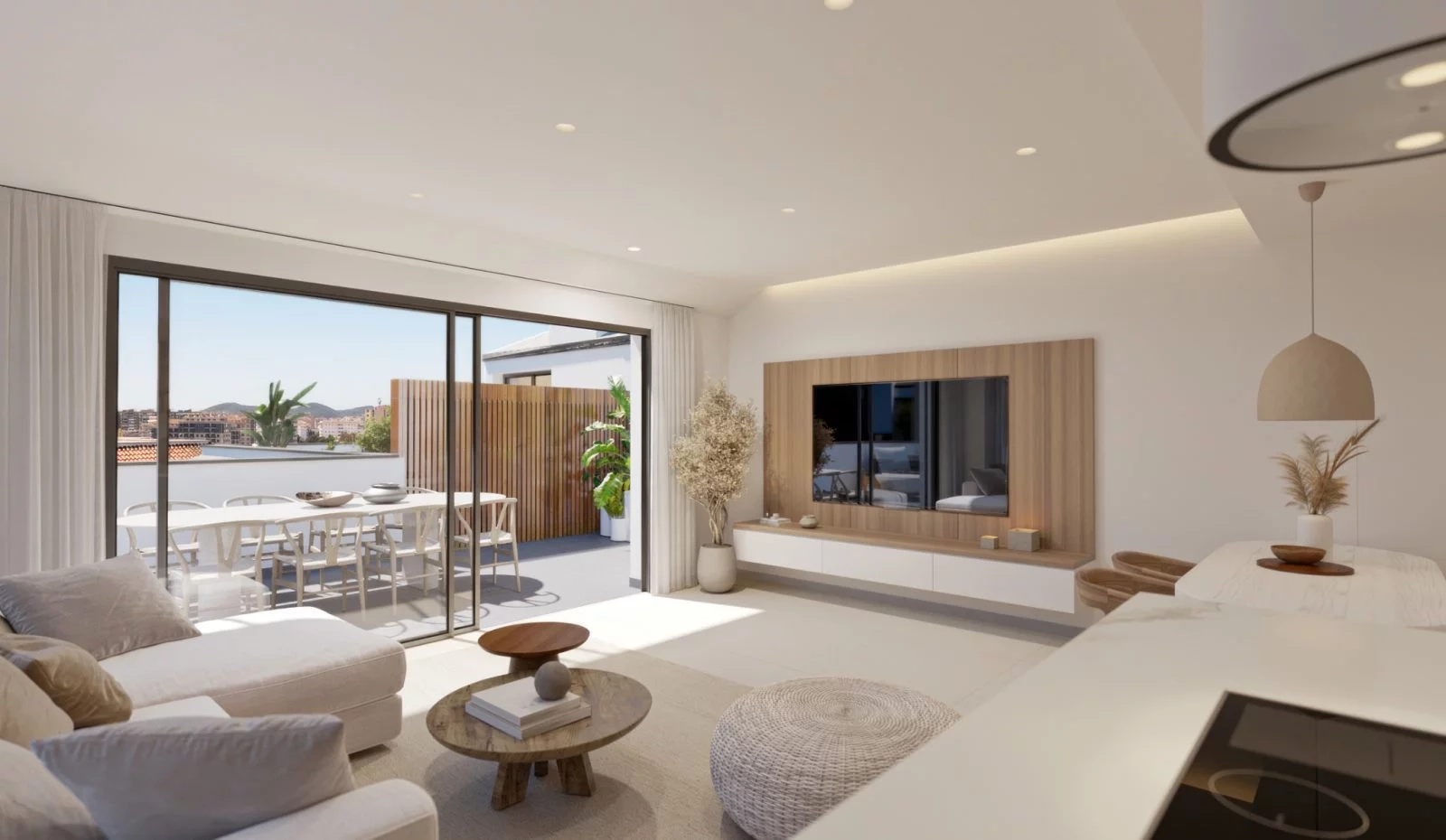 Åbne stueområder, der problemfrit forbinder til private udendørsarealer.