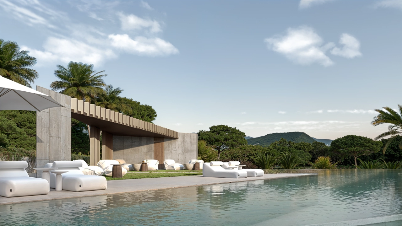 Den store fælles swimmingpool og solbadningsområdet tilbyder en perfekt ramme for afslapning og nydelse af den spanske sol.