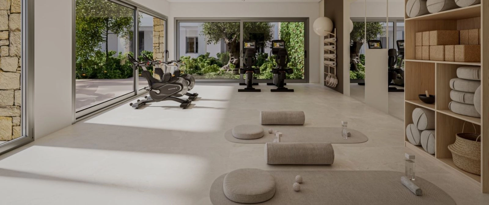 Et dedikeret fitnessrum for beboere giver mulighed for en sund og aktiv livsstil uden at forlade hjemmet.