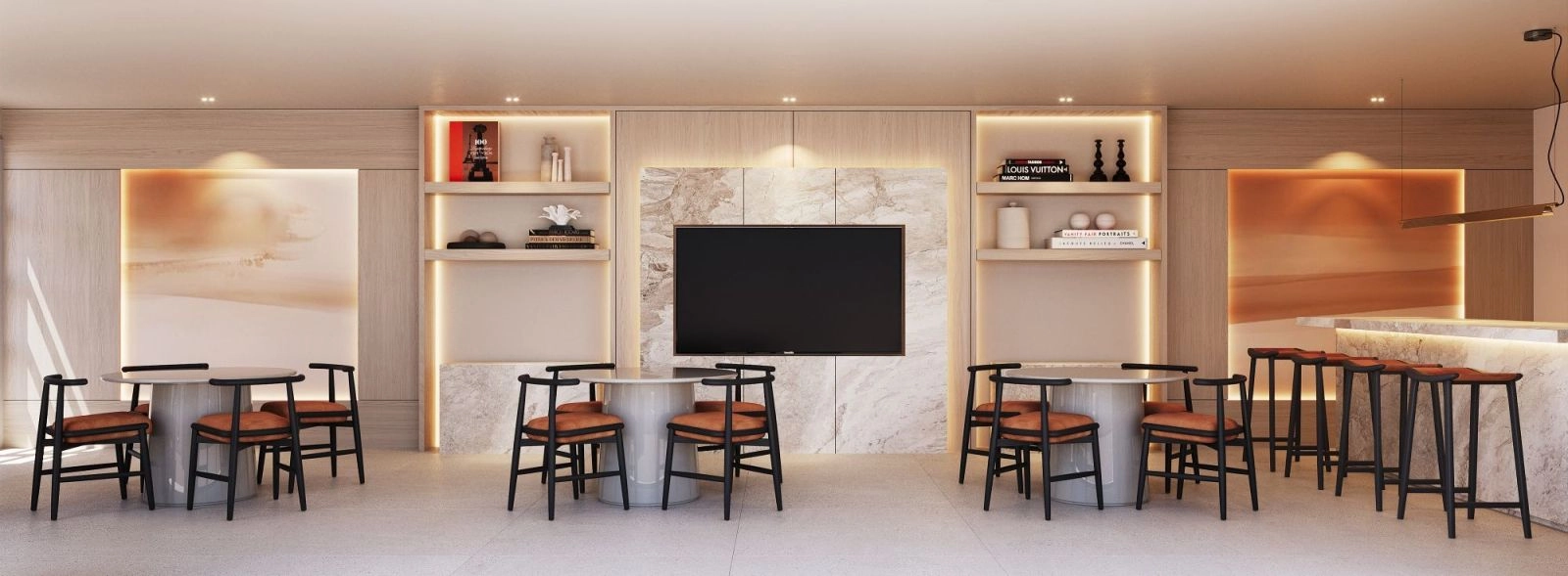 Den stilfulde gourmetklub tilbyder et sofistikeret socialt samlingspunkt for beboere og deres gæster at samles og slappe af i.