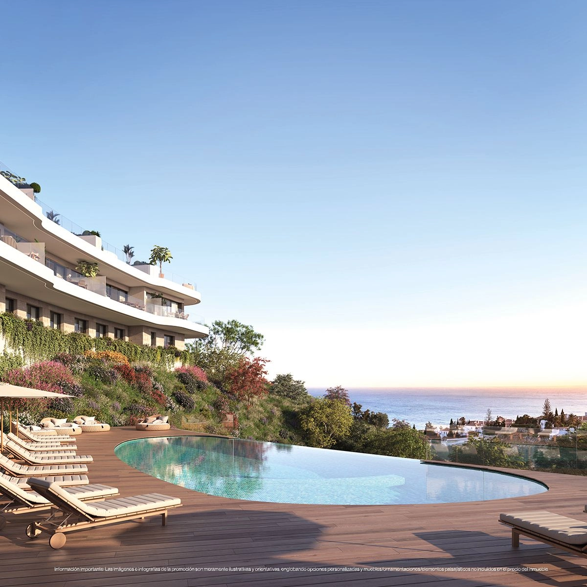 Slap af ved den fantastiske fælles swimmingpool med panoramaudsigt over Middelhavet og Costa del Sols kystlinje.