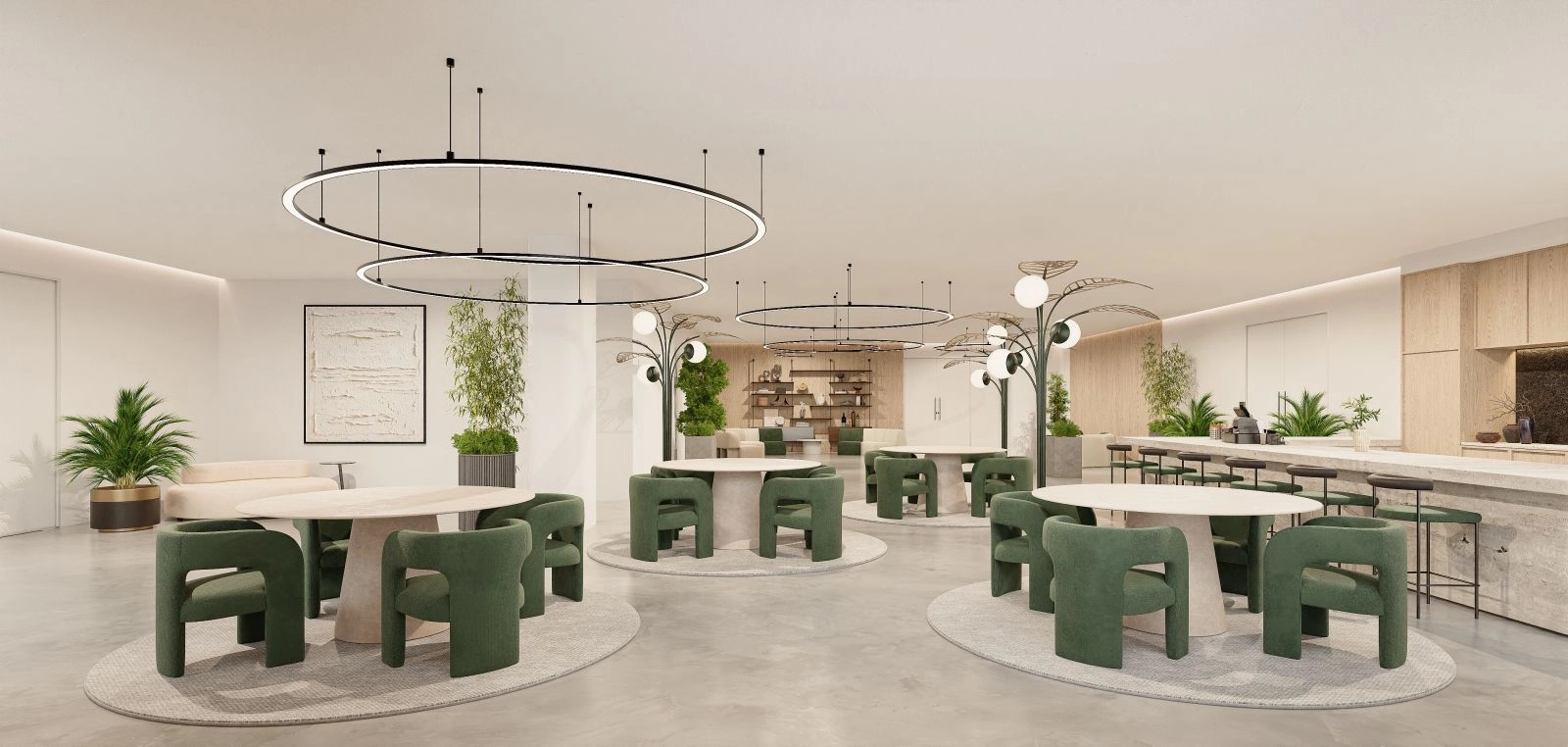 Den stilfulde beboerlounge, et behageligt rum til socialt samvær eller afslapning.