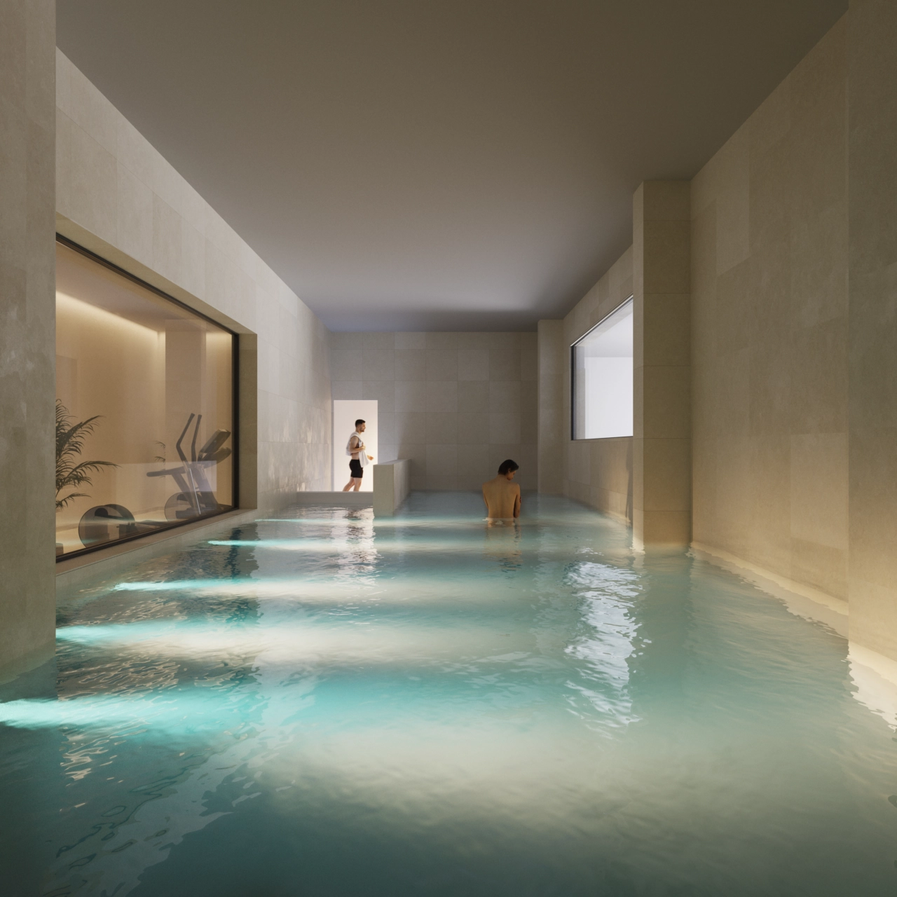 Den indendørs opvarmede swimmingpool tilbyder en rolig oase til nydelse hele året rundt.