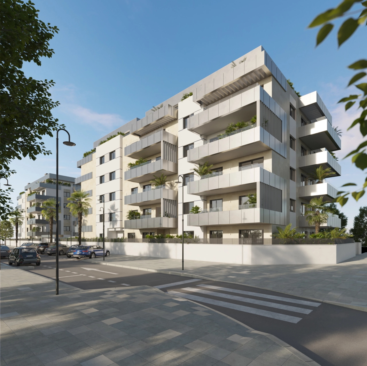 Bygningens moderne arkitektur kombinerer elegance og moderne design.