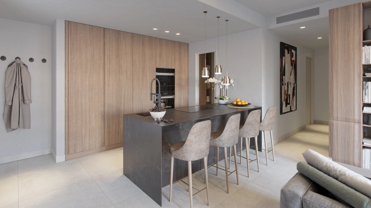 Moderne køkkener er fuldt udstyret med hårde hvidevarer af høj kvalitet og førsteklasses finish.