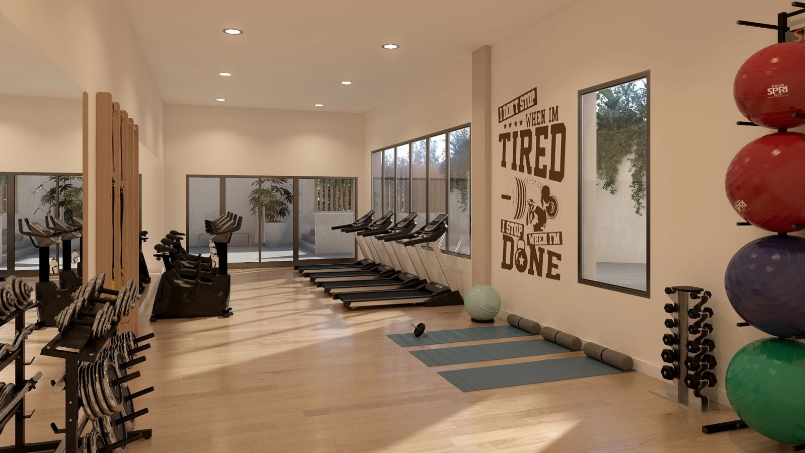 Det topmoderne fitnesscenter, fuldt udstyret til beboere, der ønsker at opretholde en aktiv og sund livsstil.