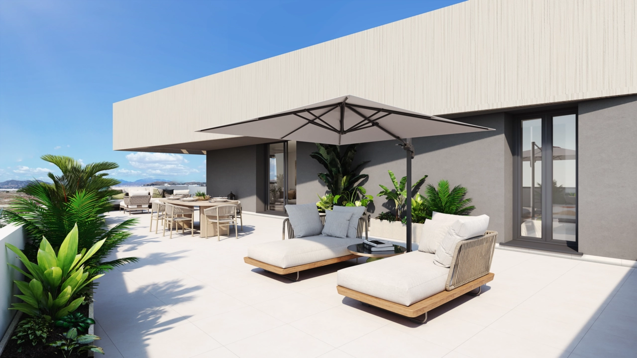 Rummelige private terrasser designet til solbadning, spisning og nydelse af det enestående klima på Costa del Sol.