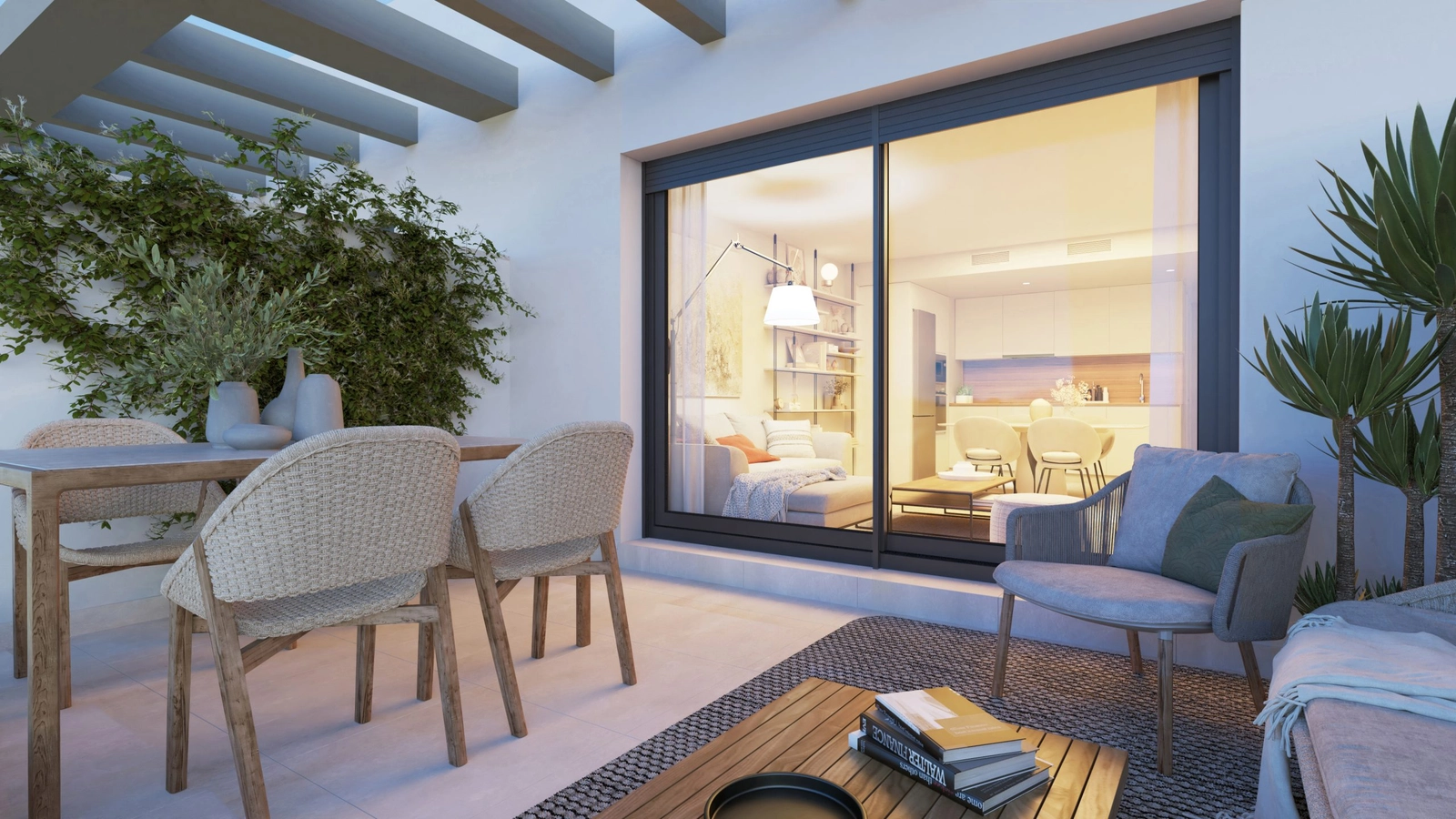 Nyd rolige aftener på din private terrasse, perfekt til spisning eller afslapning.