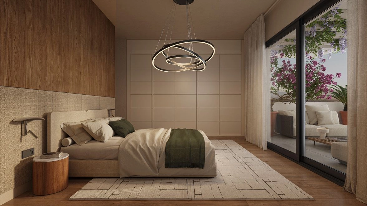 Soveværelserne er designet som personlige fristeder for ro og komfort, med direkte adgang til udendørsområder.