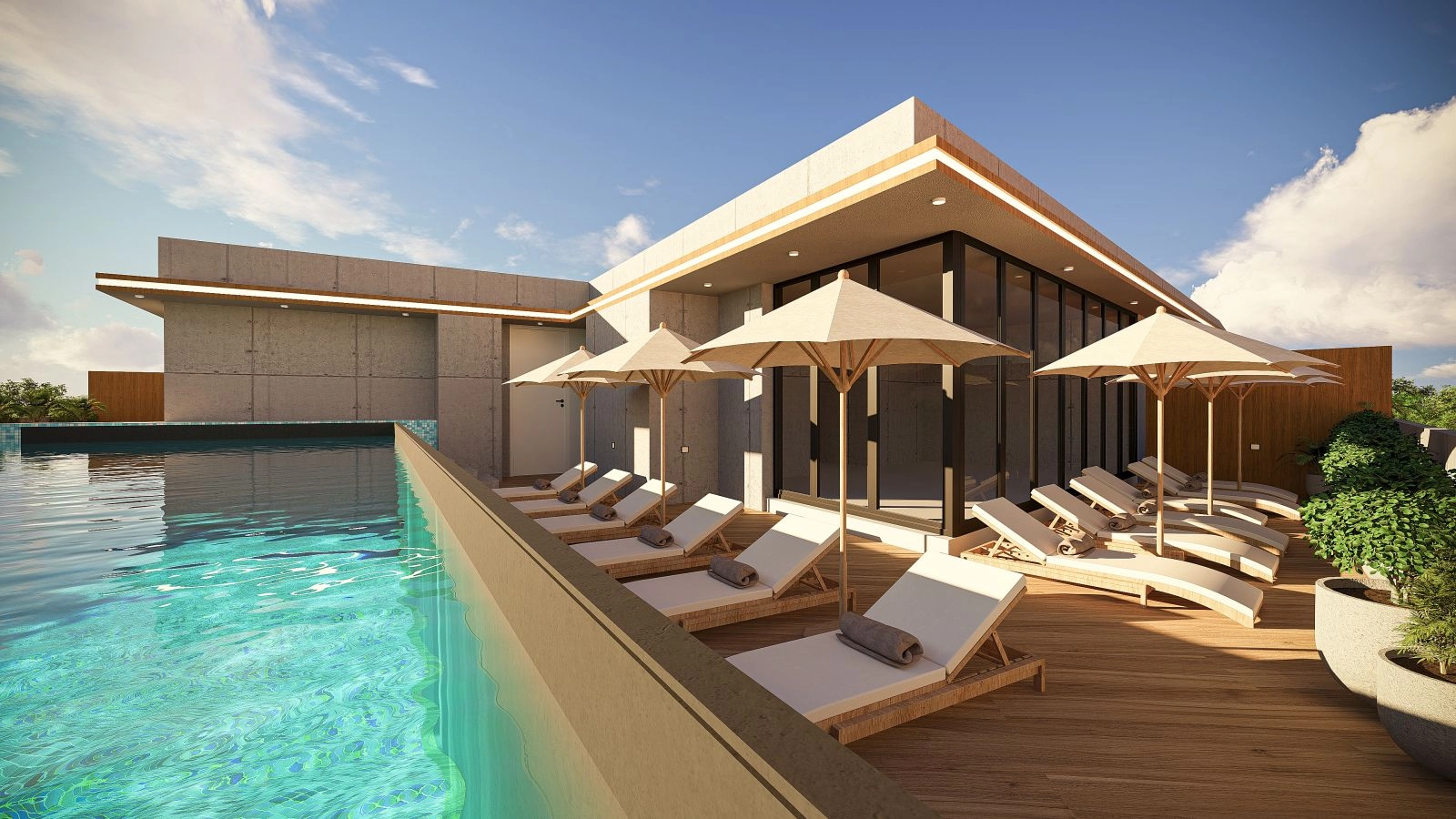 Slap af og kom ned i gear ved den fantastiske tagterrasse-pool, et fredfyldt område svævende mellem himmel og by.