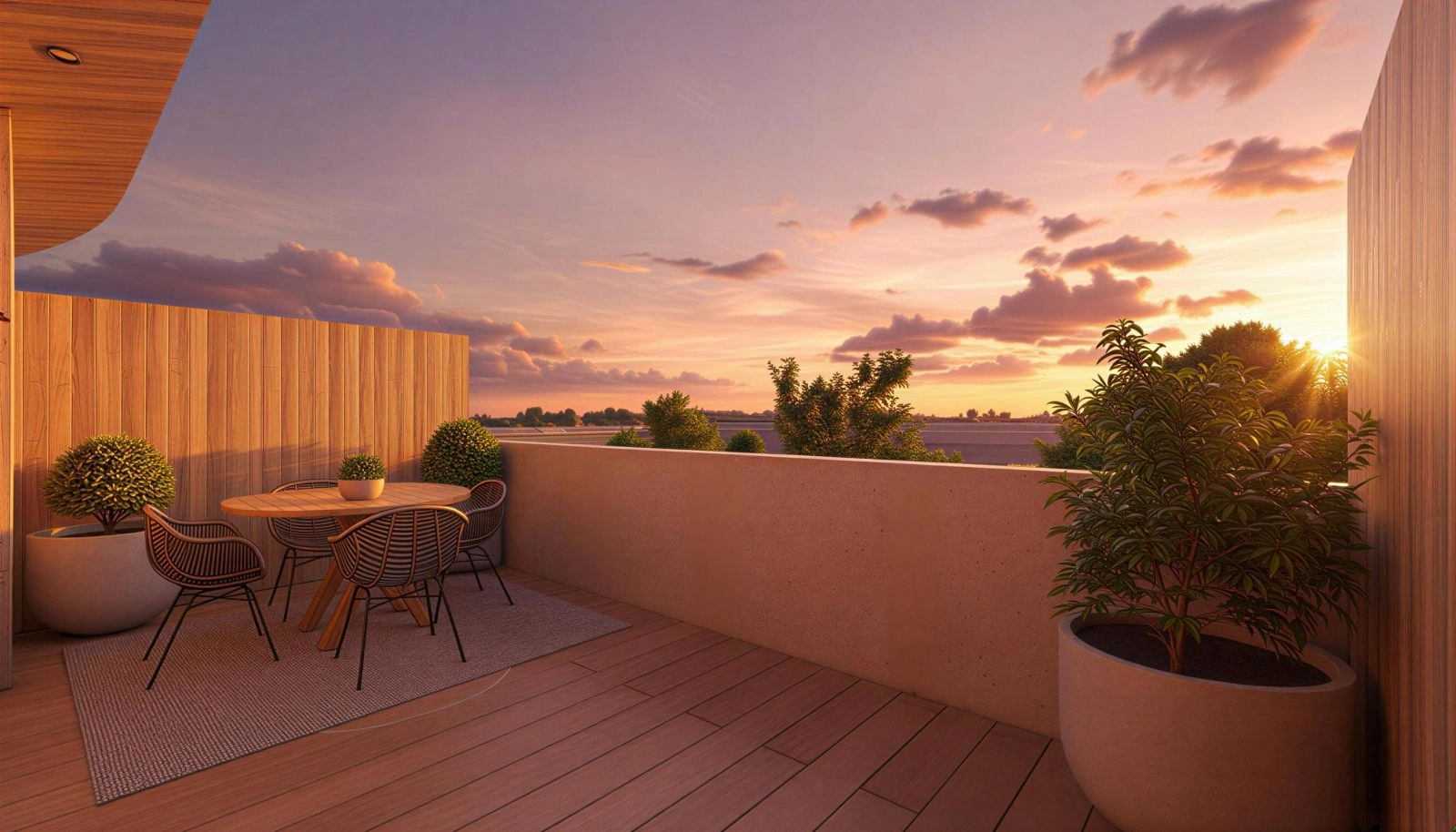 De rummelige private terrasser er en naturlig forlængelse af interiøret, perfekt til at nyde de smukke solnedgange på Costa del Sol.