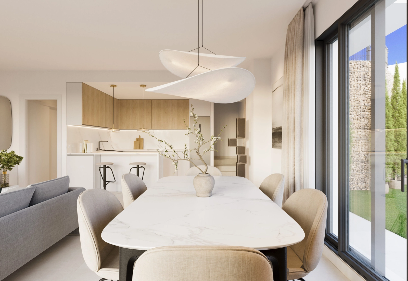 Det elegante spiseområde er perfekt til at dele måltider med familie og venner.