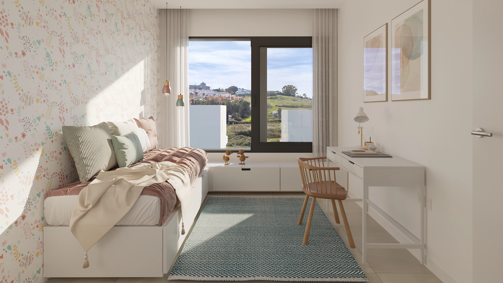 Et charmerende og alsidigt soveværelse, der kan personaliseres til børn, gæster eller som hjemmekontor.