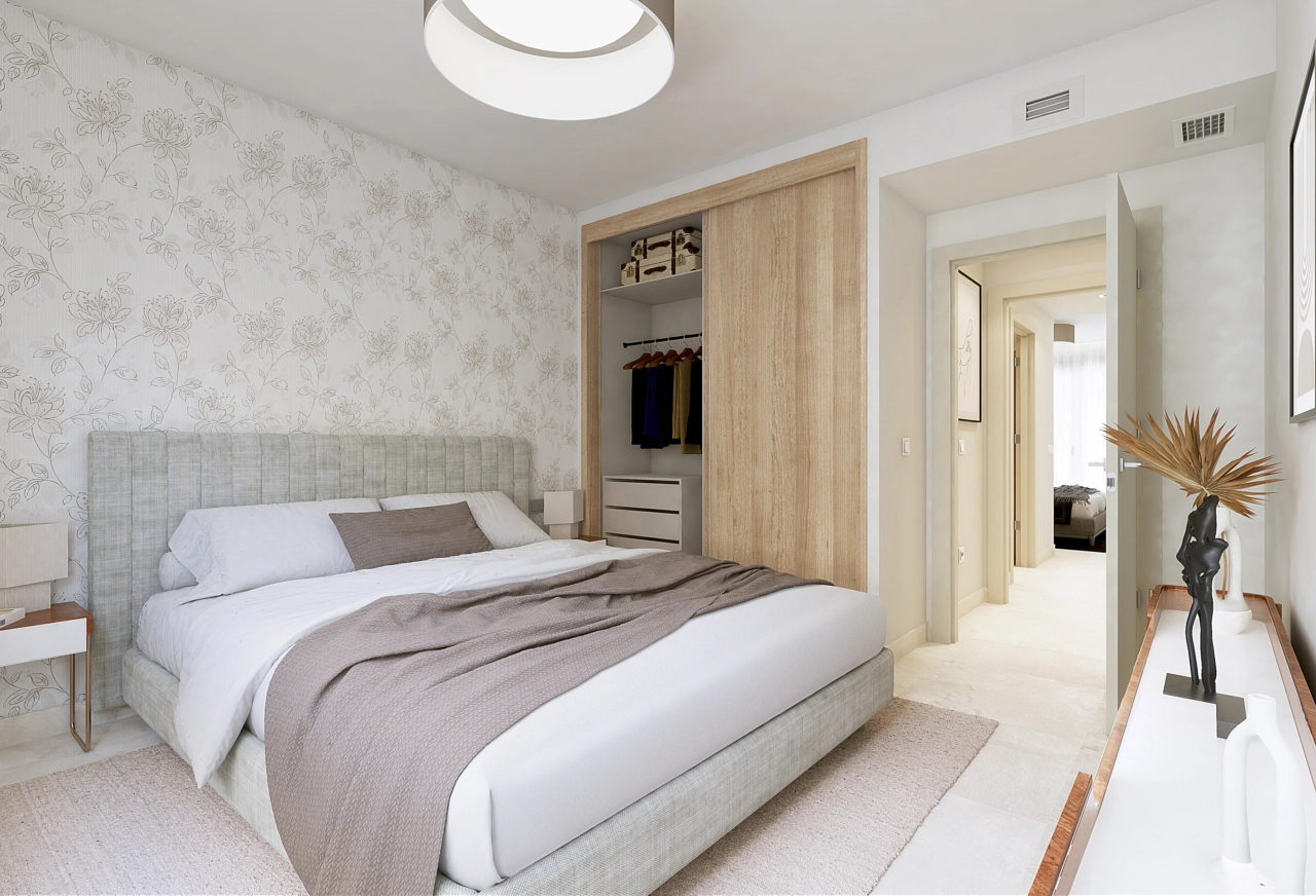 Mastersoveværelset tilbyder et roligt tilflugtssted med rigelig opbevaringsplads og sofistikerede designdetaljer.