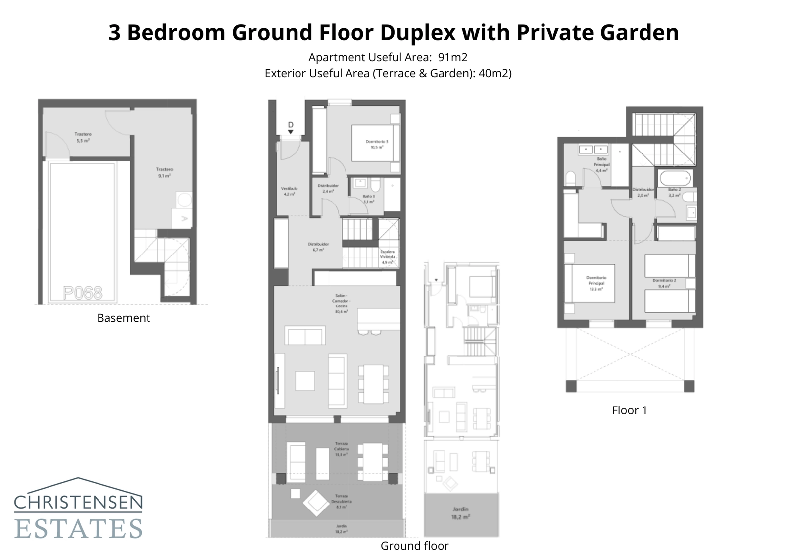 Denne treværelses duplex-indretning byder på et rummeligt opholdsområde i stueetagen forbundet med en privat have og terrasse, med soveværelser gennemtænkt placeret for privatliv.