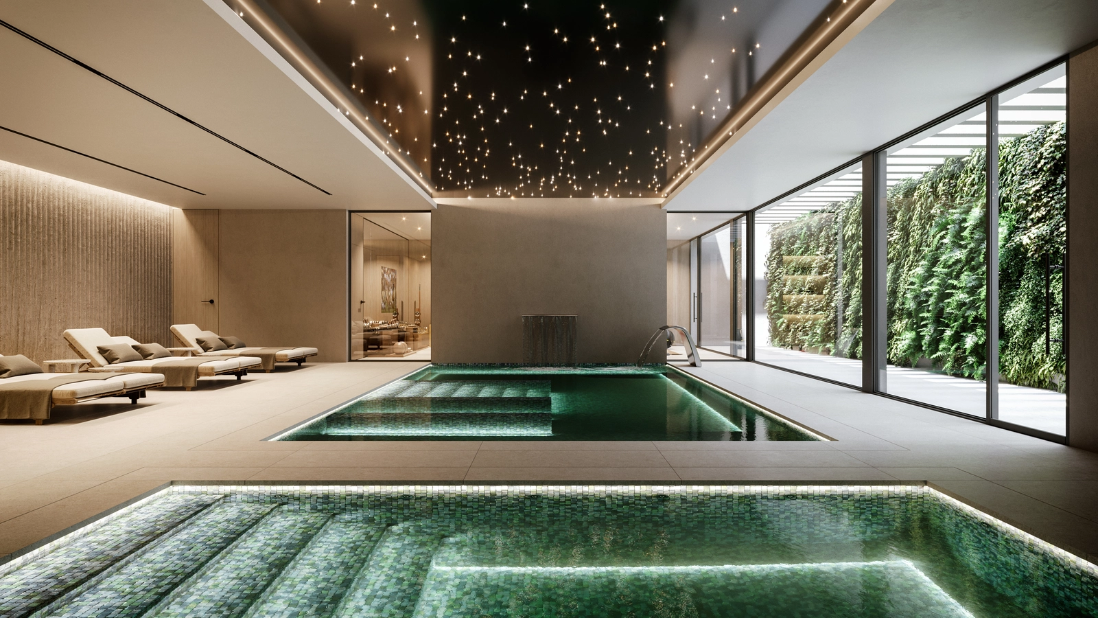 Slap af året rundt i den rolige atmosfære ved den opvarmede indendørs pool og spa.