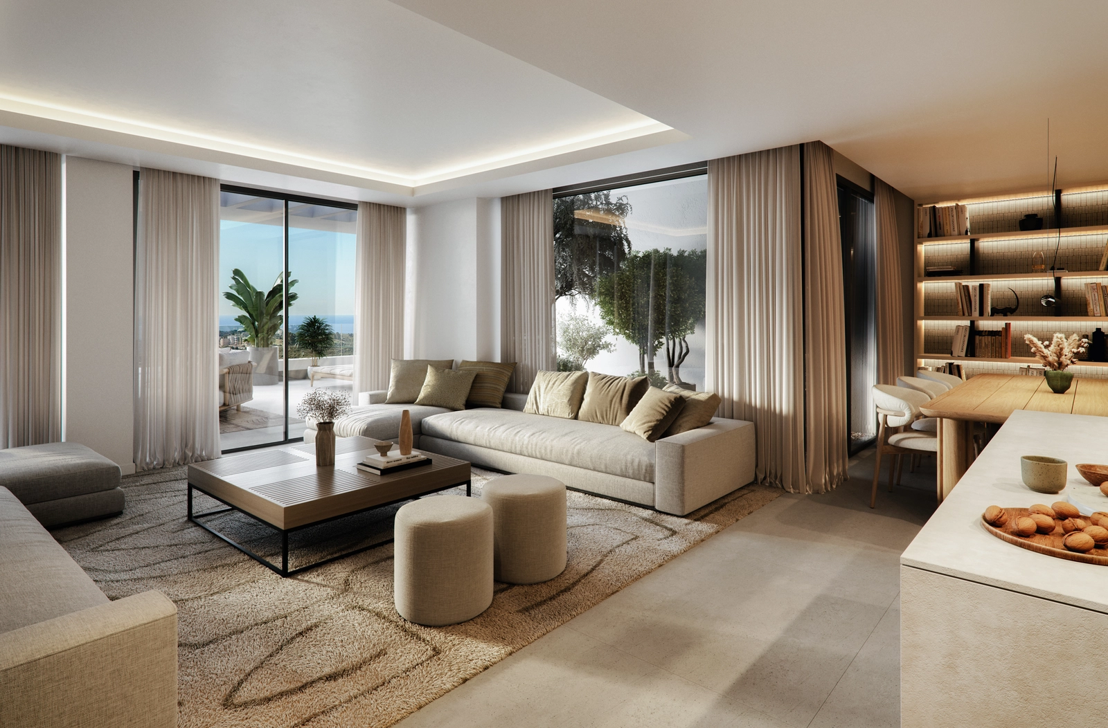 Det elegante design maksimerer det naturlige lys og skaber en lys og indbydende atmosfære.