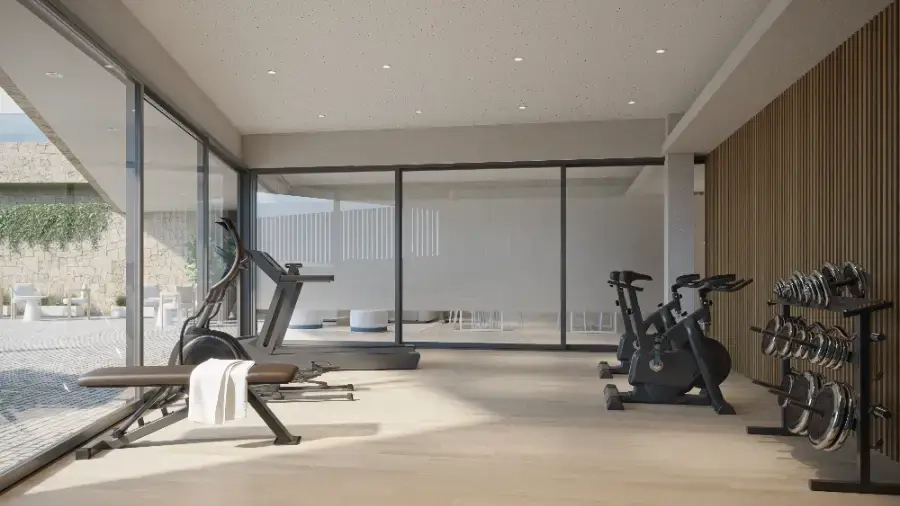 Hold dig aktiv og sund i det fuldt udstyrede private fitnesscenter for beboere.
